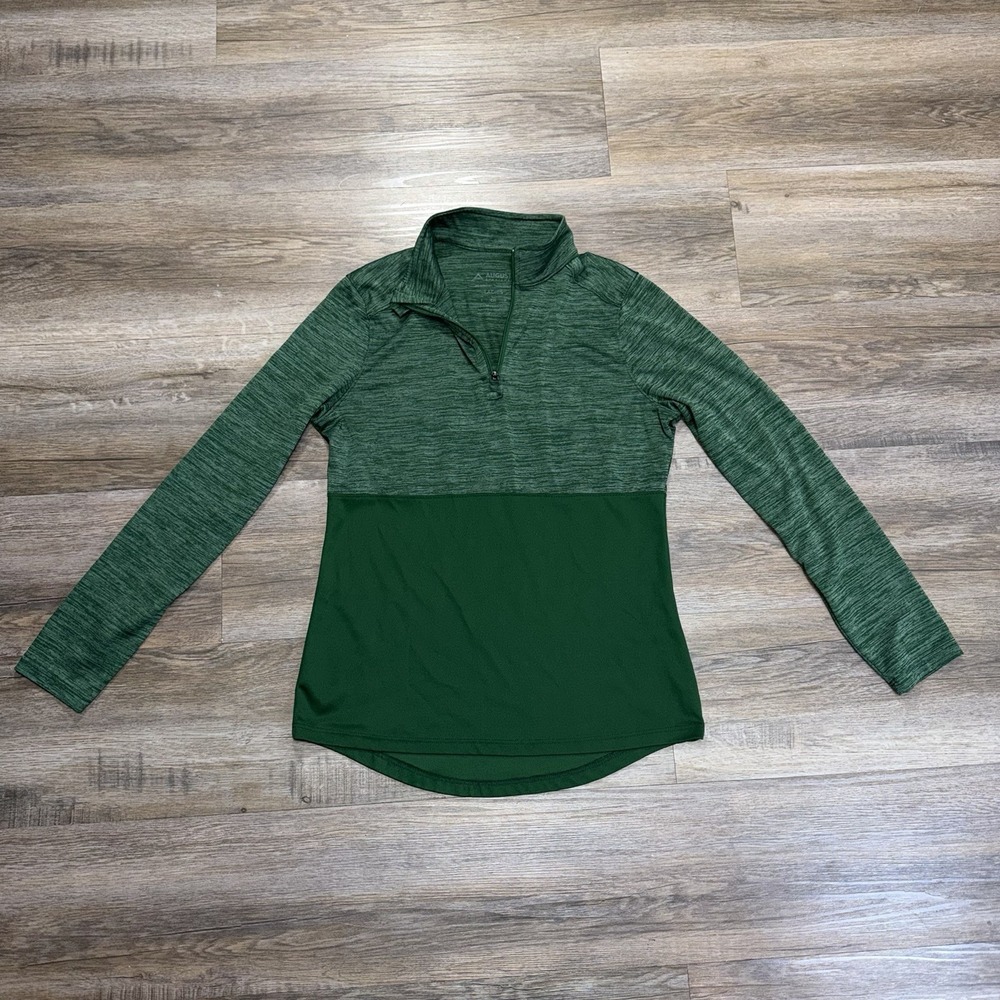 Augusta Shadow Tonal Heather 1/4-Zip Pullover Women Small Green Moisture-Wicking